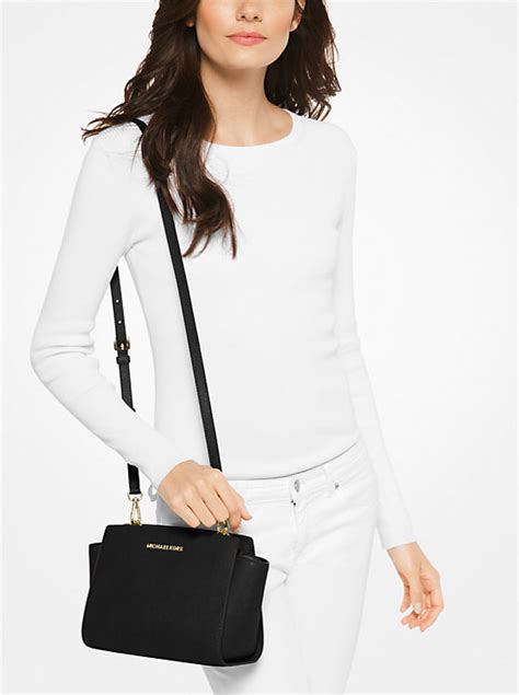 Selma Medium Saffiano Leather Crossbody .